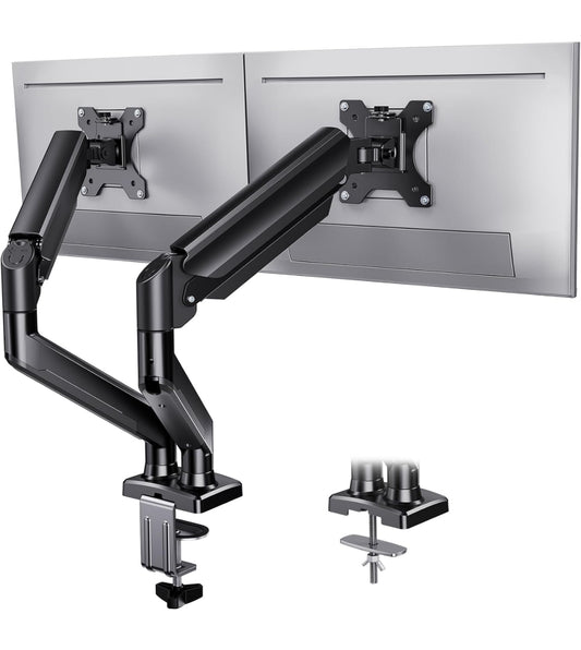 ErGear Dual Monitor Mount up to 32 inches Screen, Max 22 lbs Each Arm, Adjustable Dual Monitor Stand, Sturdy Steel Dual Monitor Arm with 180degree Swivel, Tilt, 360degree Rotation for Home Office, VESA 75/100mm