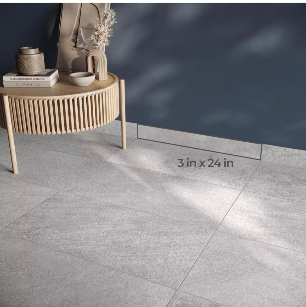 Corso Italia
Alpe Graphite 3 in. x 24 in. Quartzite Stone Look Porcelain Bullnose Tile Trim (20.00 ft./Case)