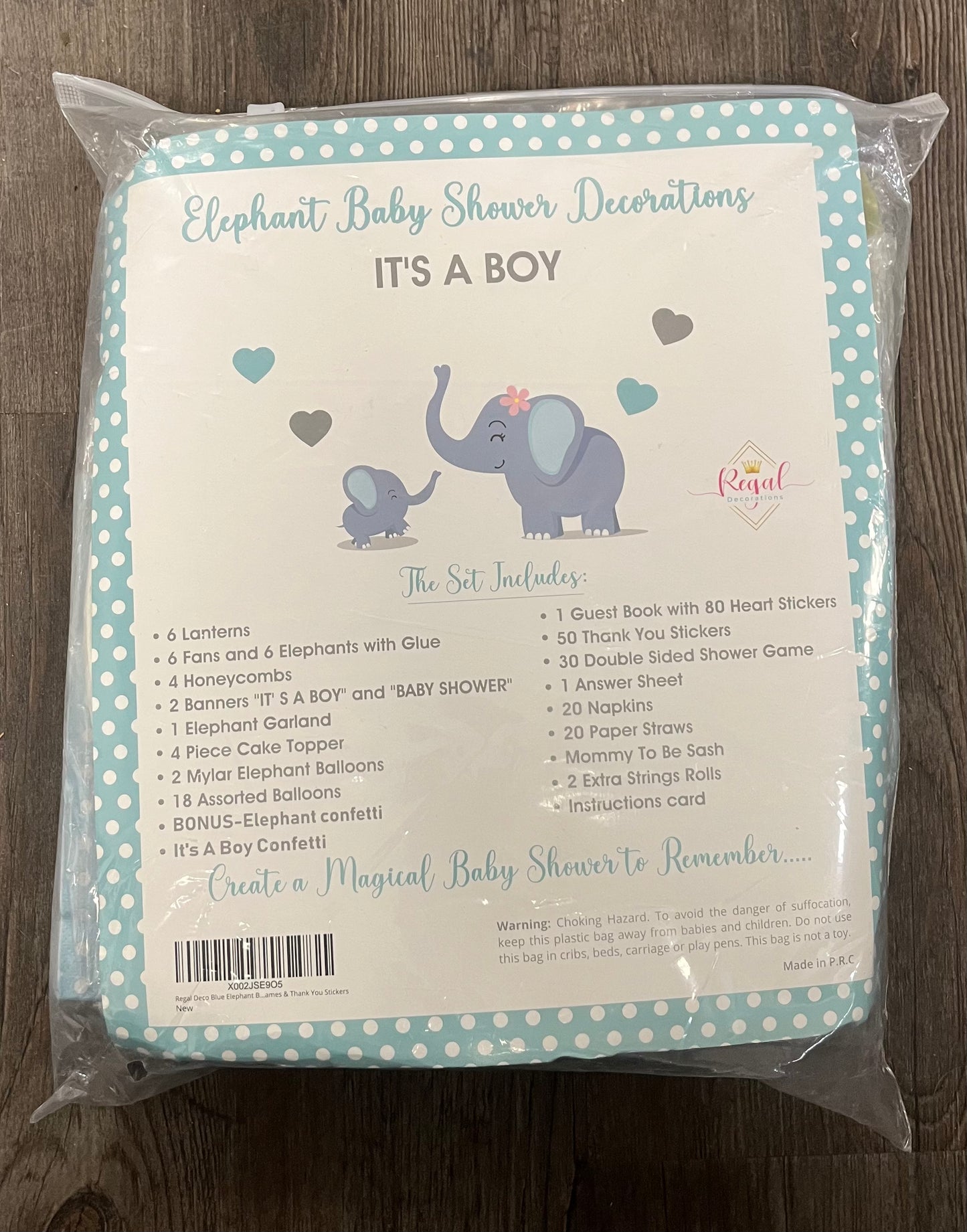 597 Piece Blue Elephant Baby Shower Decorations for Boy Kit