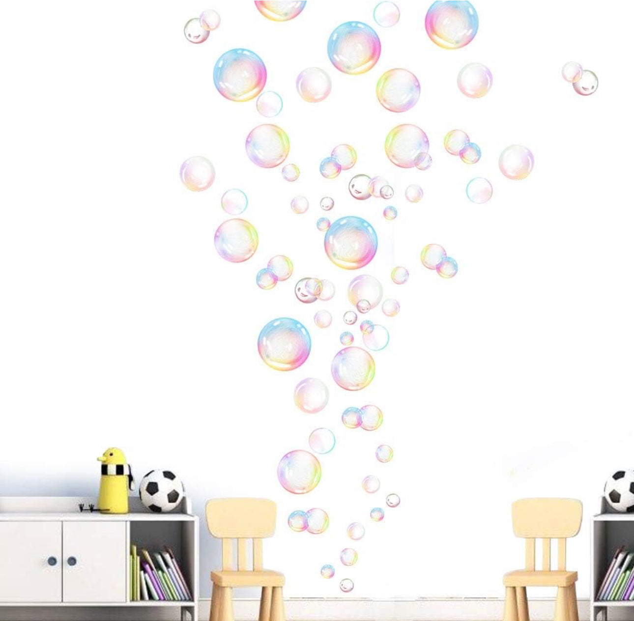 Transparent Bubble Wall Decal Sticker Cutout Kid's Under The Sea Birthday Party Decoration Blue White Colour Bubble Ocean Background Decor Water Soap Bath Decor for Mermaid Baby Shower (Color)