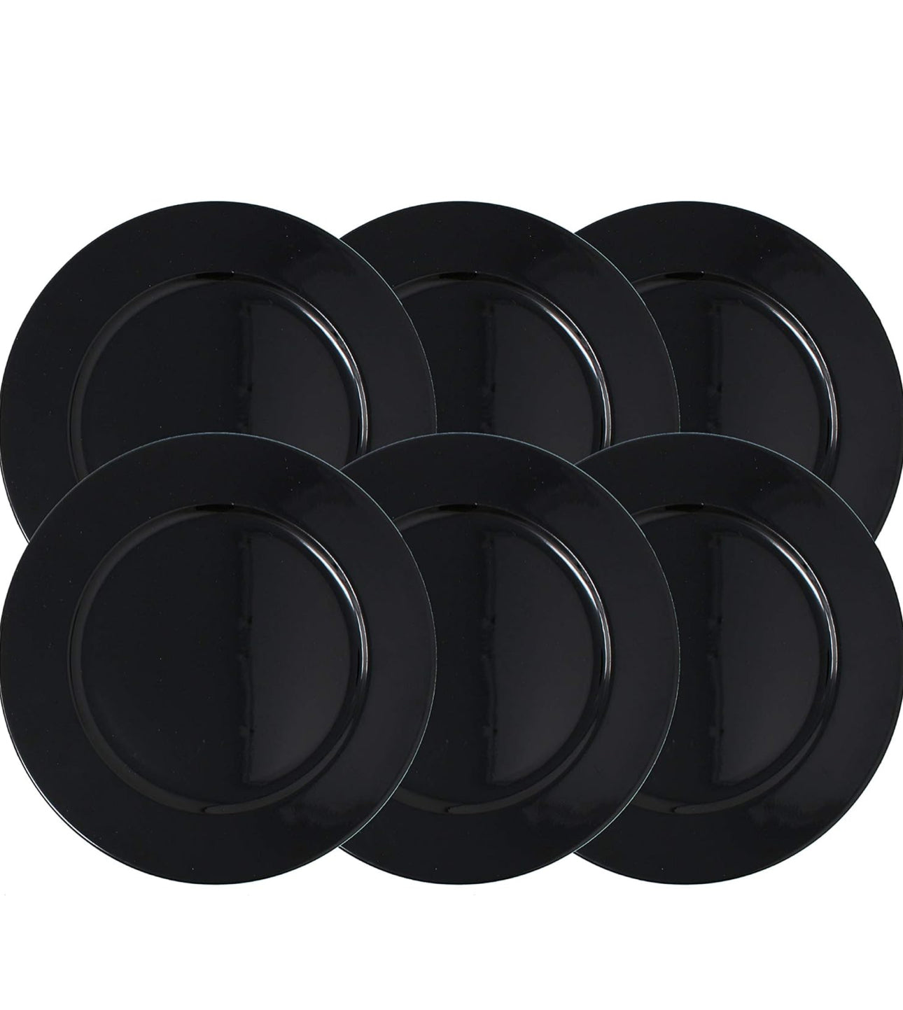 Black Thick Plastic Charger Plates (set of six)