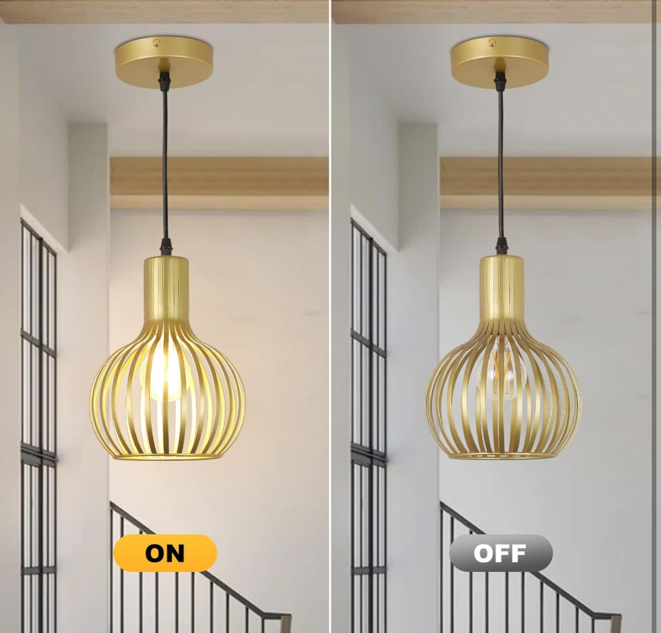 DLLT 2-Pack Gold Pendant Light Fixtures, Adjustable Pendant Lighting Over Sink, Farmhouse Metal Pendant Lights Kitchen Island, Vintage Brass Hanging Light for Living Room, Dining Room, Bedroom, E26