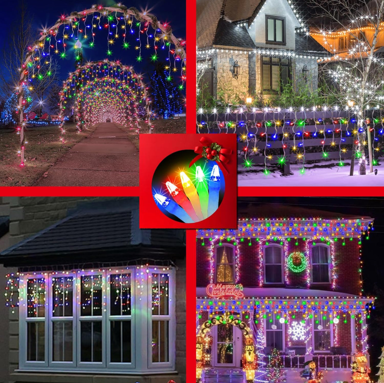 164 FT Outdoor multicolor Christmas Lights with 352 Drops, Christmas Decorations Fairy Lights 1232 LED 8 Modes, Plug in Waterproof