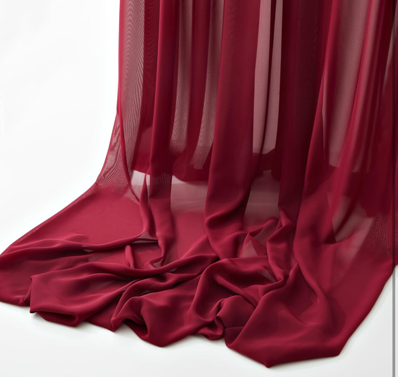 60" Wide Wine Red Chiffon Fabric by The Yard Soft Sheer Fabric for Wedding Arch Draping Fabric,Bridal Wedding Dress Sewing DIY,10 Yards