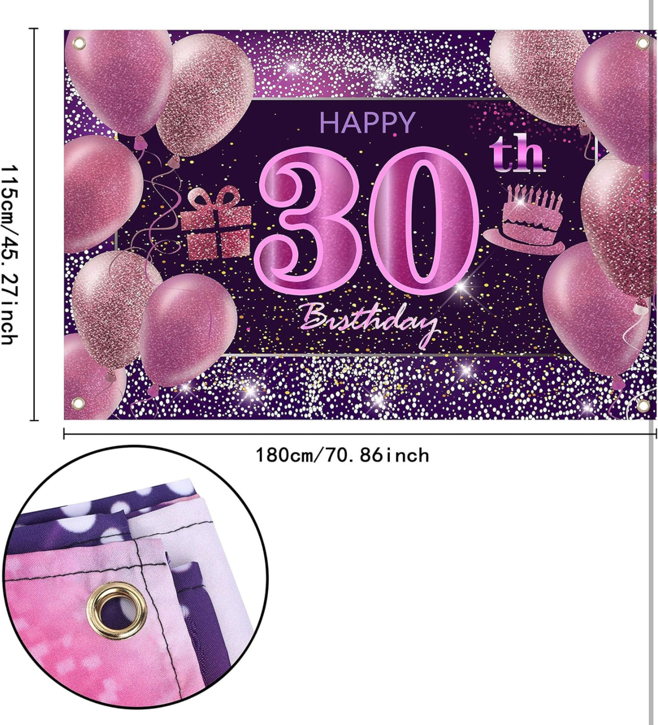 30th Birthday Decorations for Girls Happy Birthday Banner Pink Decorations for A Party Birthday Backdrop for Women