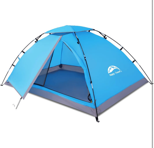 Happy Travel Backpacking Tent 1/2 Person Tents for Camping, Waterproof Easy Clip Setup Camping Tent for Adults Kids Outdoor Hiking, Lightweight Portable One Single Man Dome Tent with Rain Fly