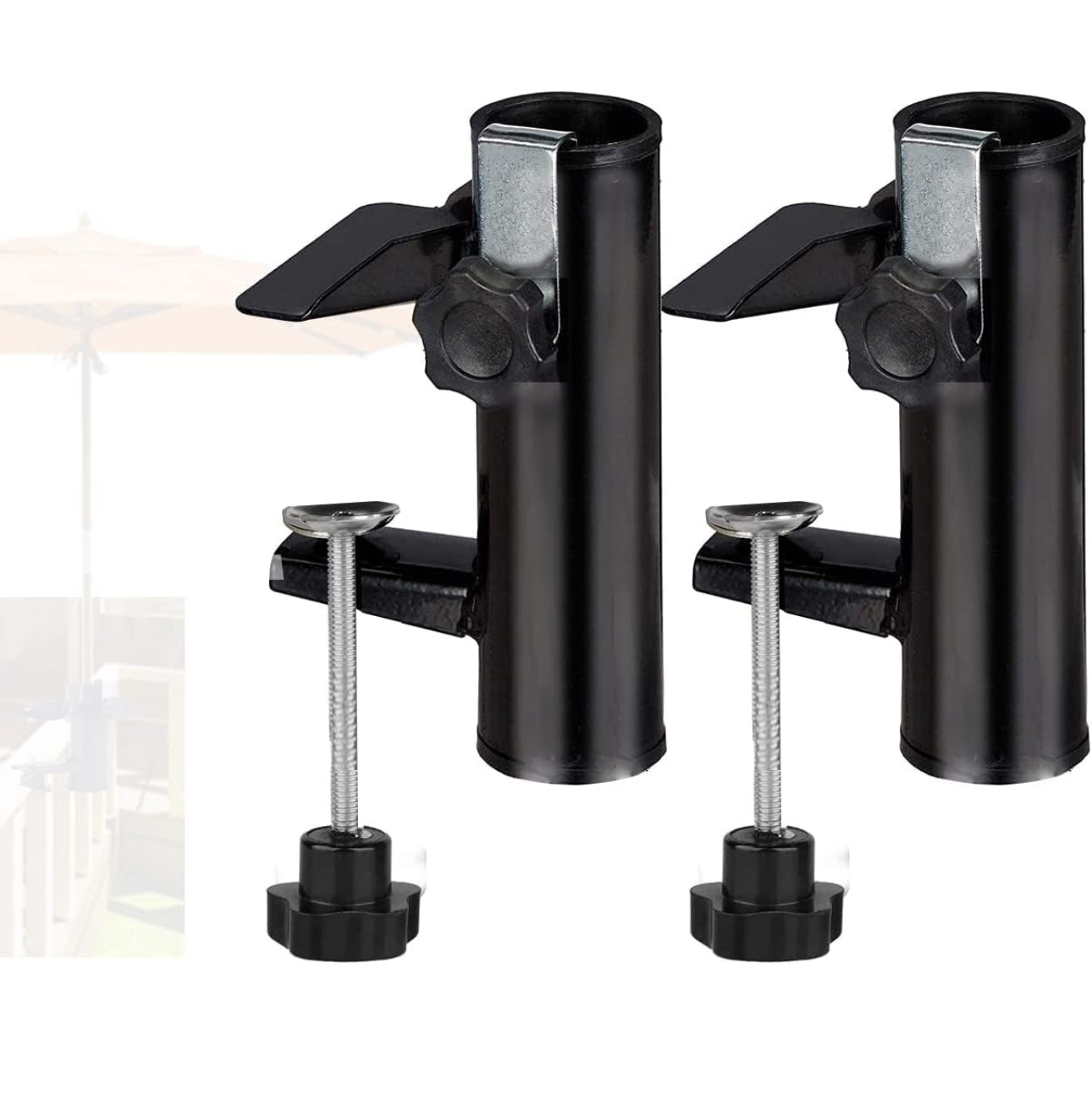 MILIMOLI 2 Pack Umbrella Clamp Umbrella Stand Bench Buddy Patio Umbrella Holder, Premium Umbrella Mount Clamp Umbrella Stand Fixed Clip for Beach Courtyard Balcony, Chair Umbrella with Clamp