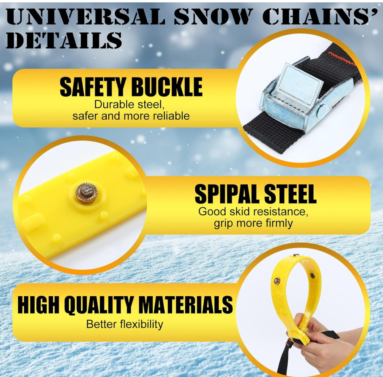 Datanly 20 Pcs Anti Slip Snow Chains for Tire Emergency Universal Adjustable Mud Ice Sand Tire Chains for Car SUV Truck Lawn Winter Security,