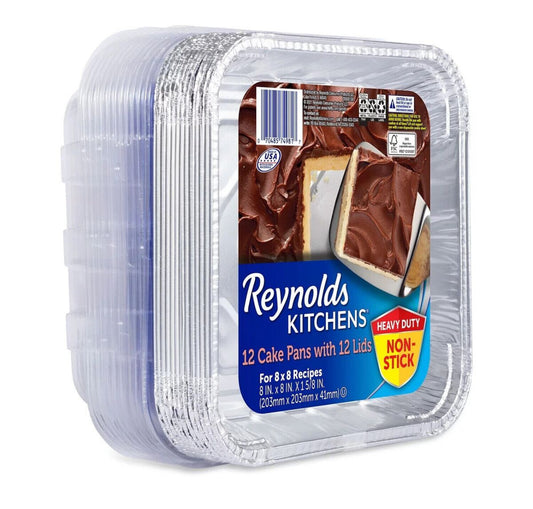 Reynolds Kitchens Aluminum 8" x 8" Cake Pans with Lids (12 ct.)