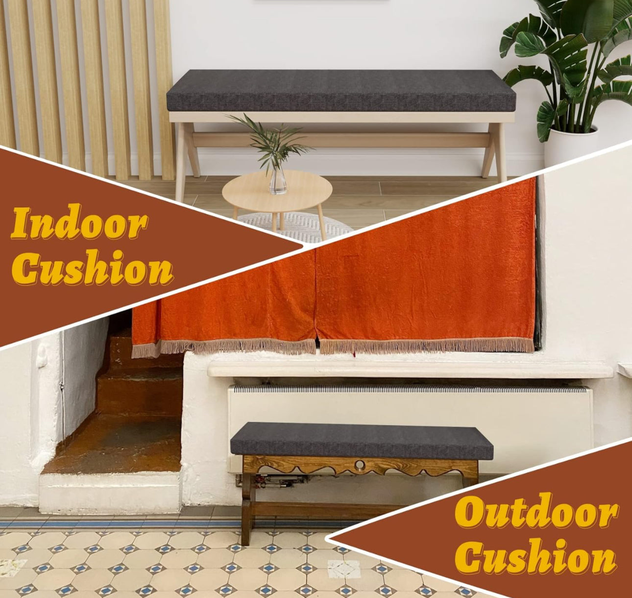 Focuprodu Bench Cushion 36 Inch, Patio Furniture Cushions, Non-silp Durable Window Seat Cushions