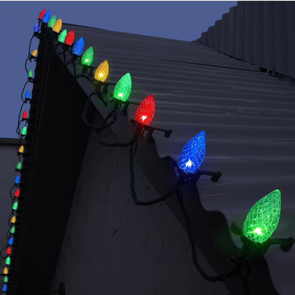 Anycosy Christmas Lights Outdoor, 100 LED C9 String Lights with Timer Function Plug in 8 Modes for Christmas Decorations