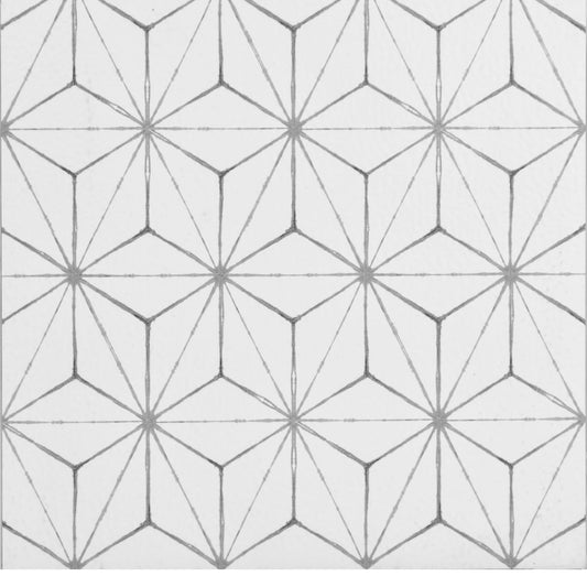 FloorPops FP2481 Kikko Peel Stick Floor Tiles, White & Off-White