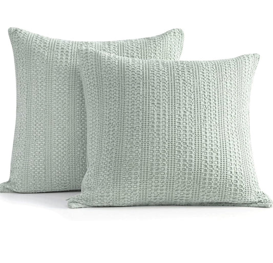 COCOPLOCEUS Sage Green Pillow Covers 18x18 Boho Throw Pillow Covers Set of 2 Decorative Pillow Shams Stone Washed Cotton Pillowcase for Couch Sofa Chair Bed Car