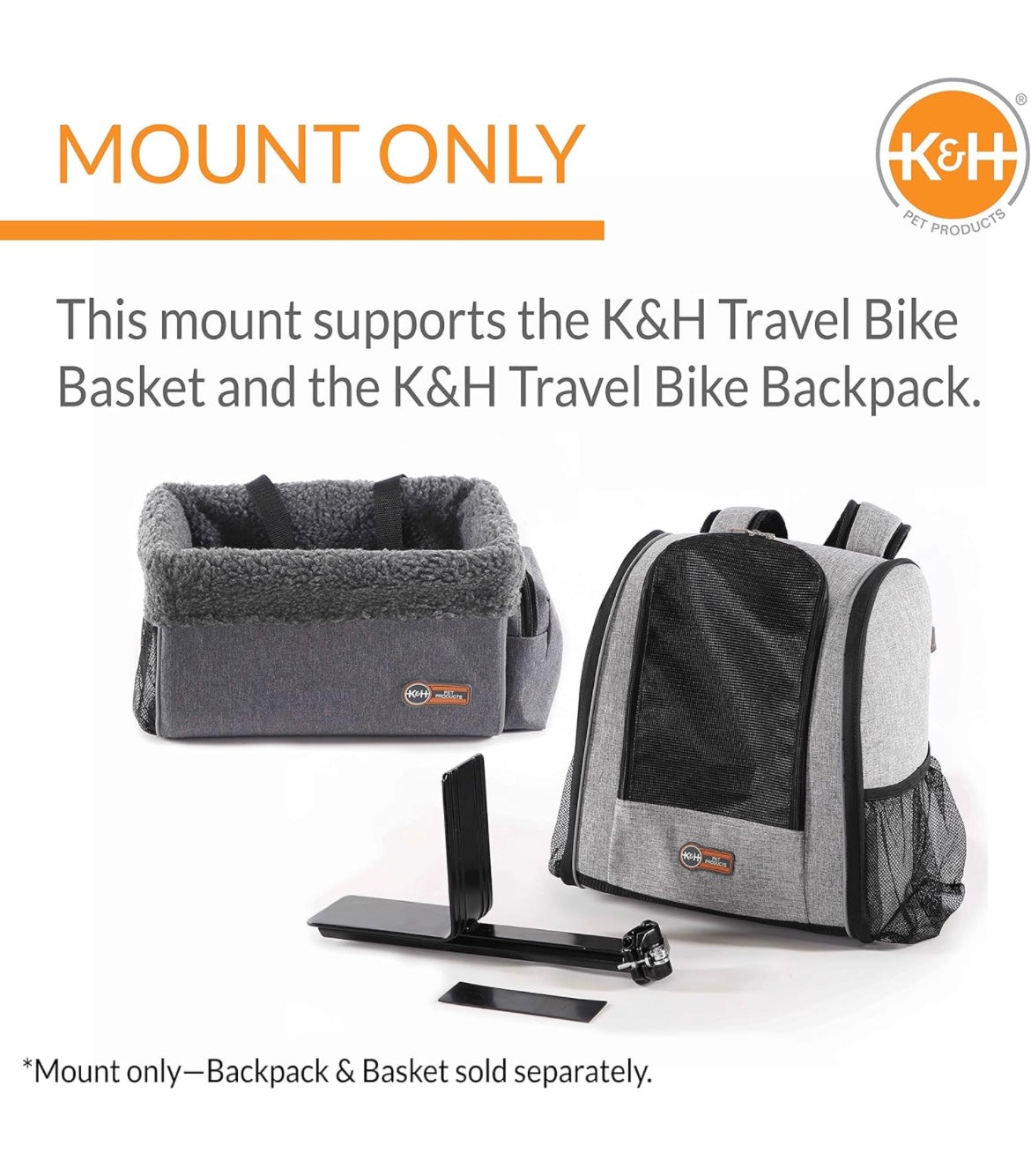 K&H Pet Products Universal Rear Bike Mount for Travel Bike Cat and Dog Bicycle Basket & Backpack Black Universal Fit Mount