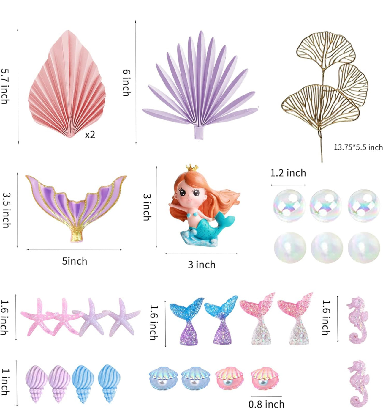 RASSLISA Mermaid Cake Toppers Under the Sea Mermaid Tail Cake Decorations for Birthday Baby Shower Party Supplies