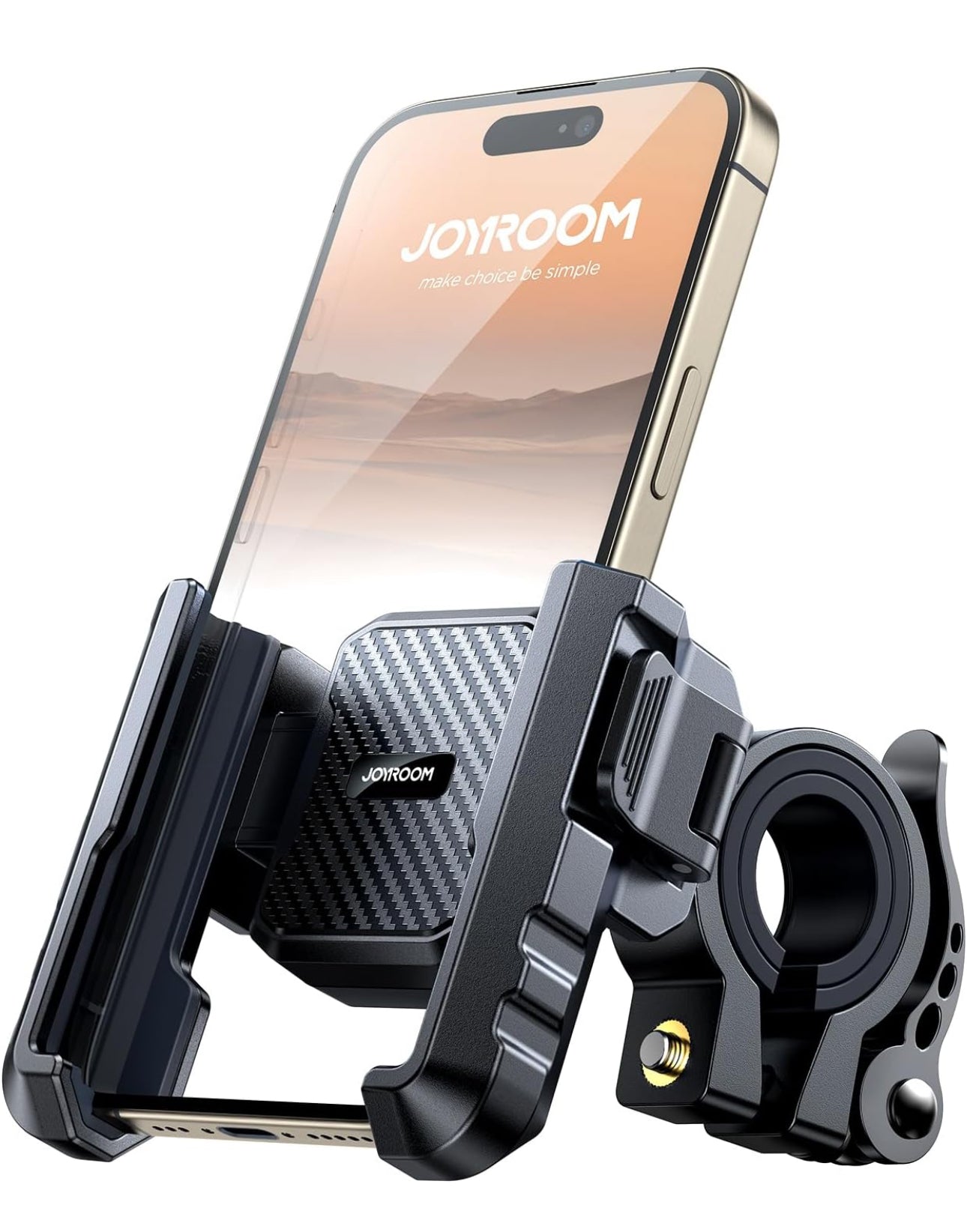 JOYROOM Motorcycle Bike Phone Holder Mount - [Not Block Camera] Bicycle Phone Holder Handlebar Cell Phone Clamp - [Silicone Wrapped] Scooter Phone Holder for iPhone Samsung 4.7''-7'' Smartphones