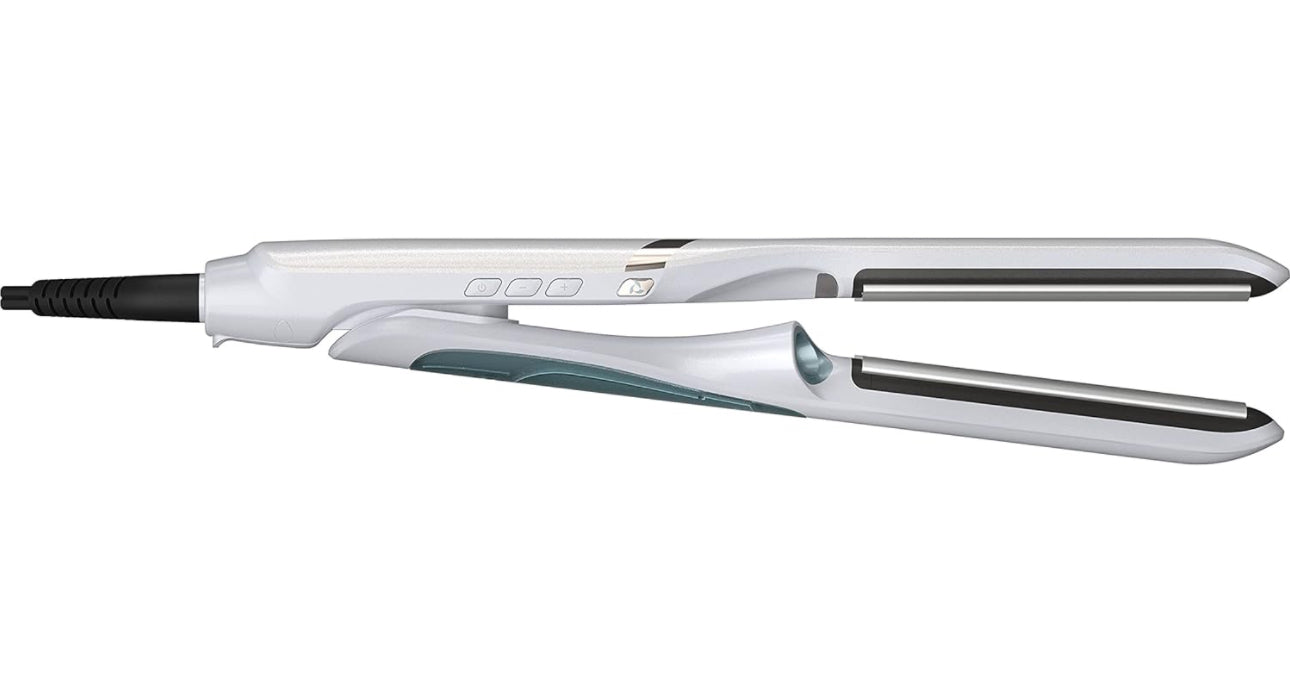 Remington PROLUXE HydraCare 1” Flat Iron / Hair Straightener with 1” Floating Plates, 450°F High Heat, Pearl White/Gray