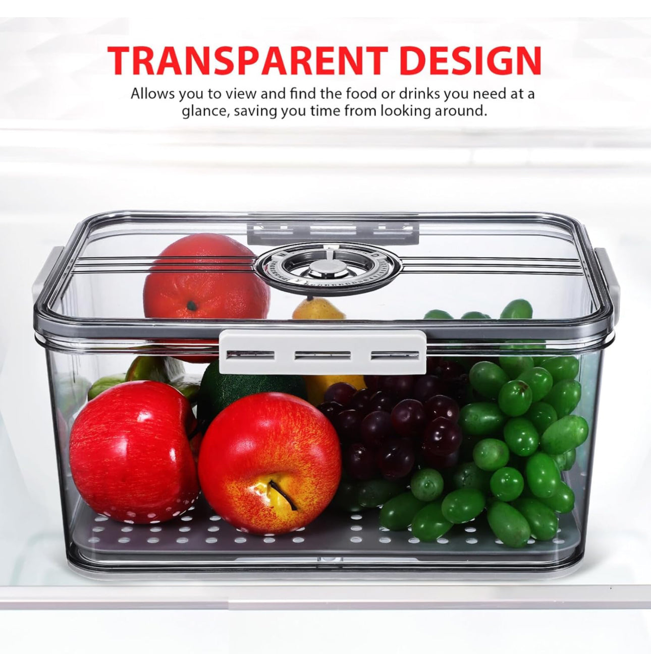 Kichvoe Food Containers Fruit Container Produce Saver Container Food Fresh Containers Container for Fridge Crisper Refrigerator Storage Box The Pet Vegetable Preservation Box