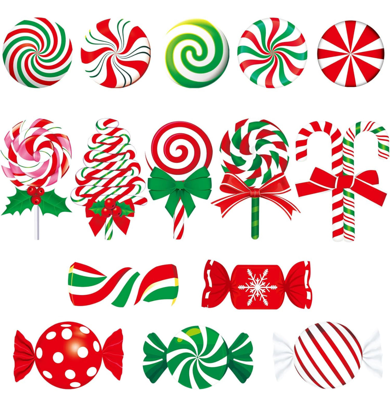 45 Pcs Peppermint Floor Stickers Decals Christmas Candyland Party Decorations Self Adhesive Christmas Candy Stickers for Xmas Valentine's Day Floor Window Clings Decor (Cute Style)