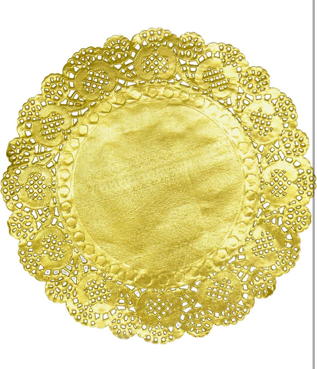 100 Pcs 12 Inch Round Lace Gold Paper Doilies Gold Foil Paper Placemats Doily Paper Pad for Cakes Crafts Party Weddings Tableware Decor