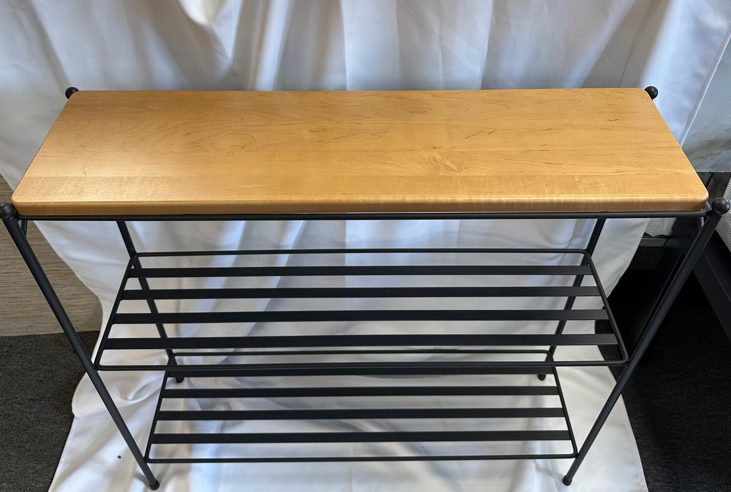 Longaberger Foundry Wrought Iron 3 Tier Wood Shelf Rack With One Wood Shelf