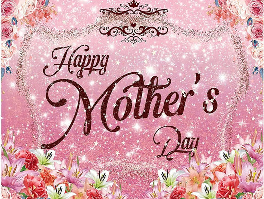 Mother's Day Background Mom Background Pink Floral Stars Picture Background Mother's Day Party Decoration Photography Studio Props YY-5510 7x5FT