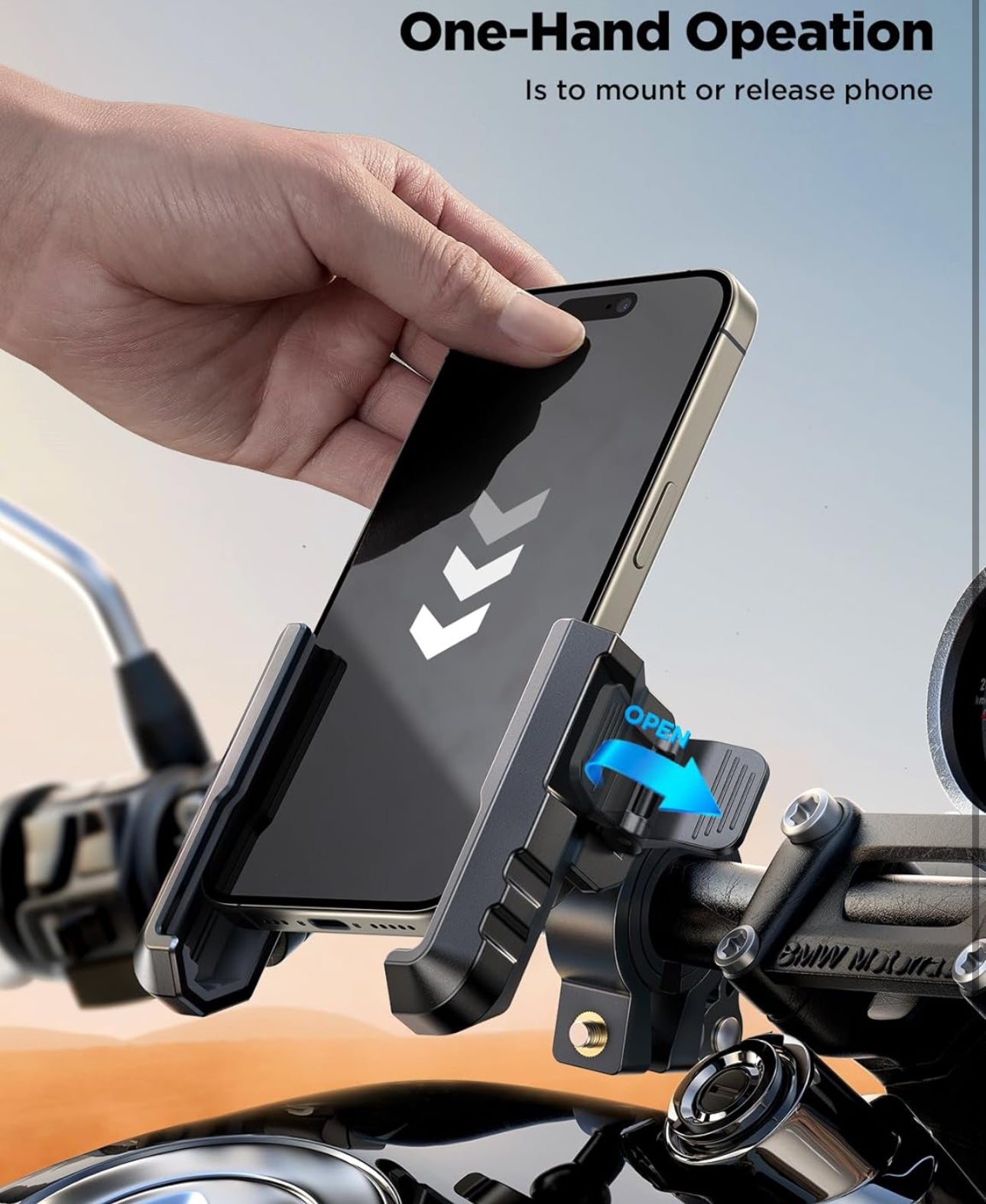 JOYROOM Motorcycle Bike Phone Holder Mount - [Not Block Camera] Bicycle Phone Holder Handlebar Cell Phone Clamp - [Silicone Wrapped] Scooter Phone Holder for iPhone Samsung 4.7''-7'' Smartphones