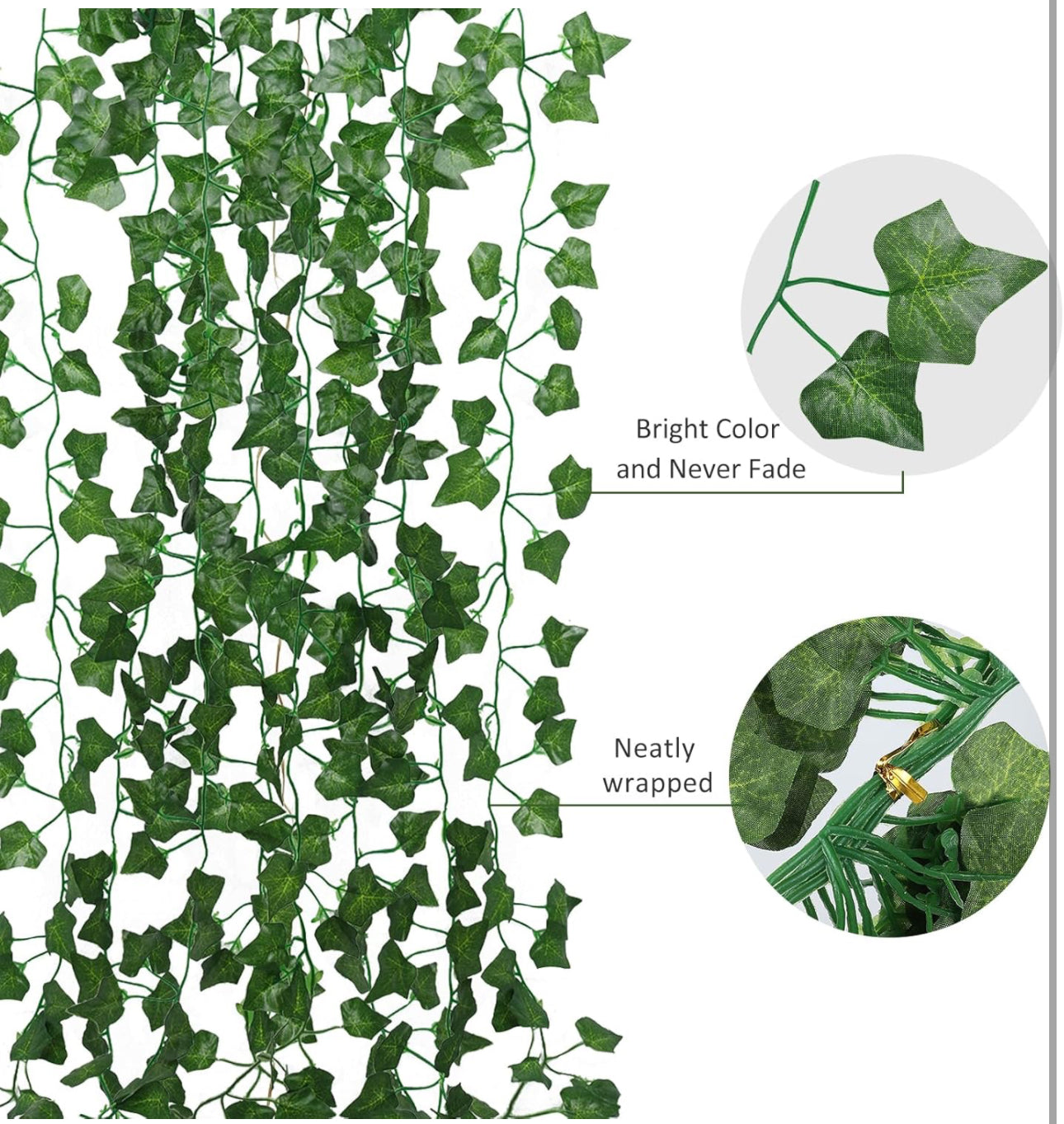 258 FT Fake Vines Fake Greenery Leaf Garland Ivy Vine Foliage Flowers Hanging for Wedding Party Garden Home Kitchen Office Wall Decoration（36 Pack）