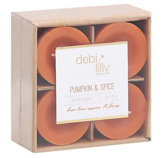 Debi Lilly Pumpkin & Spice Votive candles (set of four)