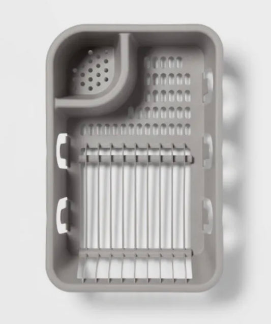 Gray Kitchen Sink Drain Basket, Multifunctional Plastic Storage Rack