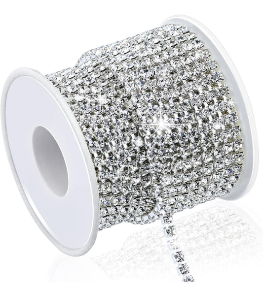 Dowarm 10 Yards 4MM Crystal Rhinestone Chain Trim