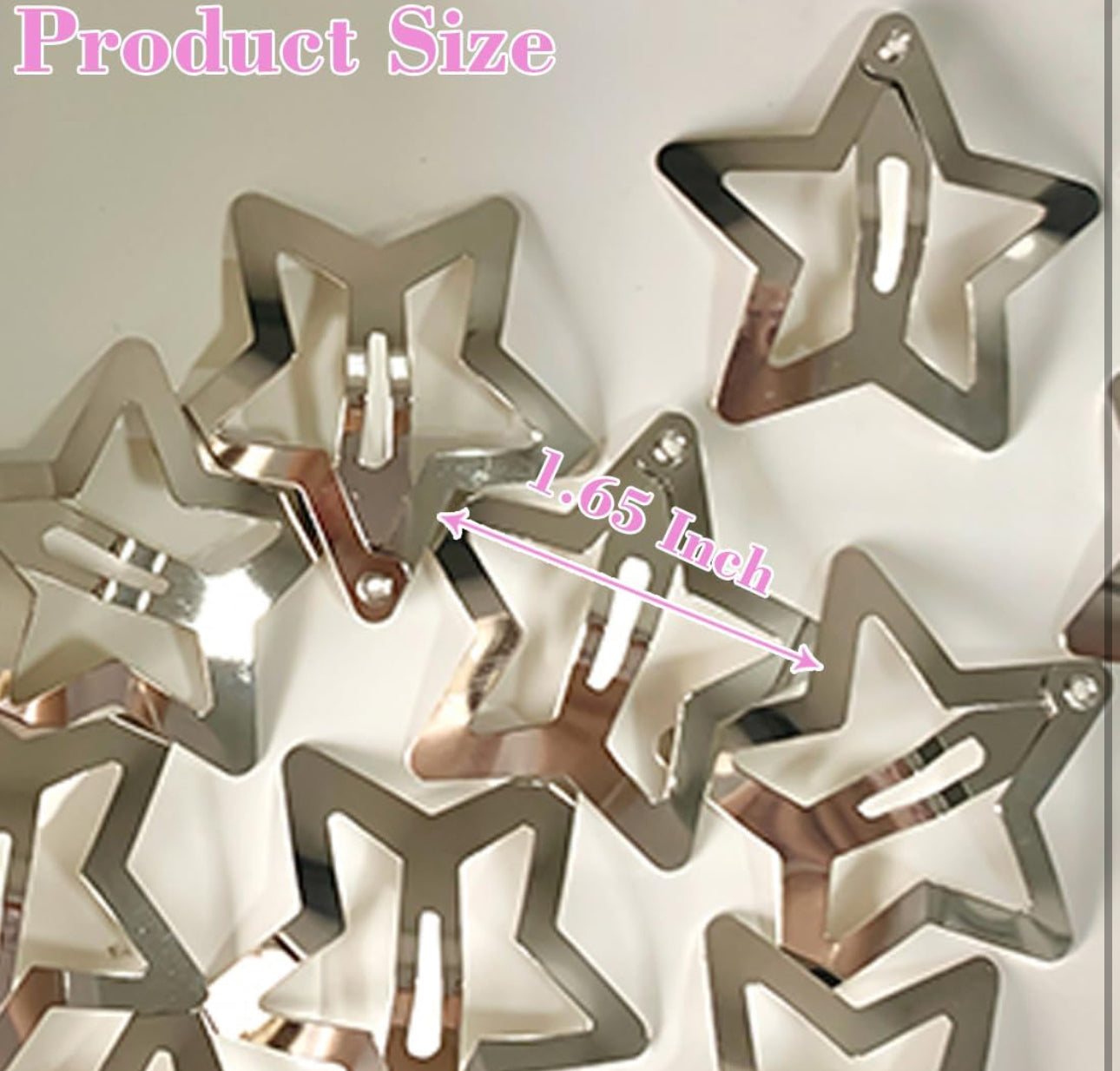 20 PCS Silver Metal Star Hair Clips and Barrettes - 1.65" Non-Slip Y2K Accessories for Girls and Women