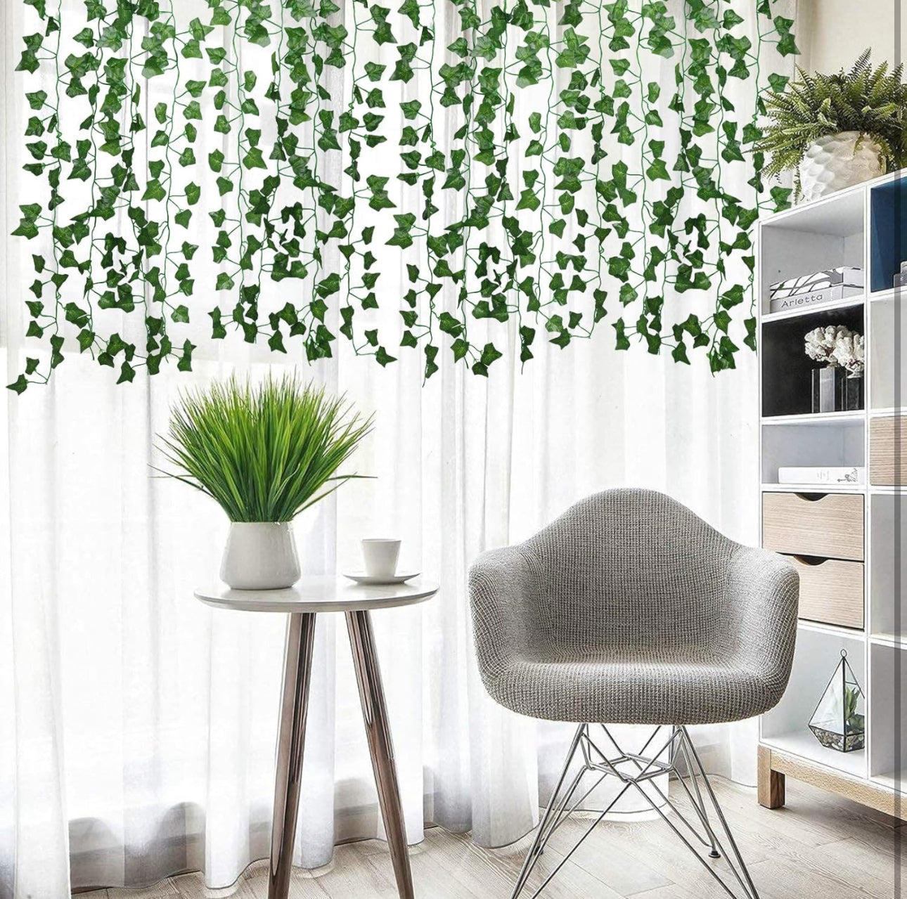 258 FT Fake Vines Fake Greenery Leaf Garland Ivy Vine Foliage Flowers Hanging for Wedding Party Garden Home Kitchen Office Wall Decoration（36 Pack）