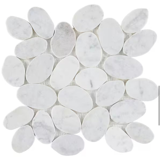 Countryside Round Carrara 11.81 in. x 11.81 in. Natural Marble Floor and Wall Mosaic Tile 10 sheets per case (9.6sq ft per case)