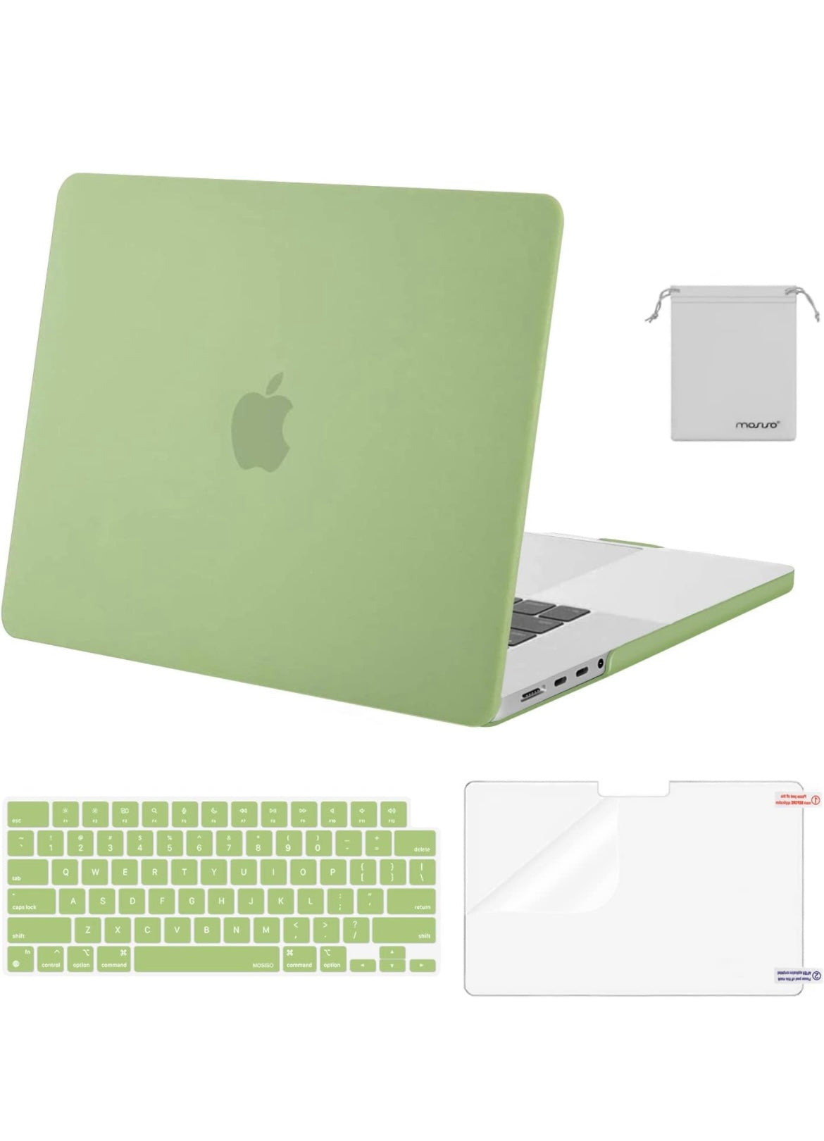 MOSISO Compatible with MacBook Pro 16 inch Case 2024 2023 2022 2021 Release M3 A2991 M2 A2780 M1 A2485 Pro Max, Plastic Hard Shell Case&Keyboard Cover&Screen Protector&Storage Bag, Avocado Green