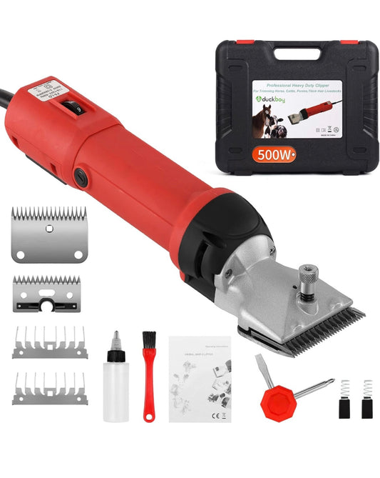 Heavy Duty Clippers for Thick Coats Animals, 500W Professional Electric Shearing Machine for Horse Pony Cattle and Large Dogs Livestocks Grooming, 6 Speed & 2 Detachable Shearing Blades