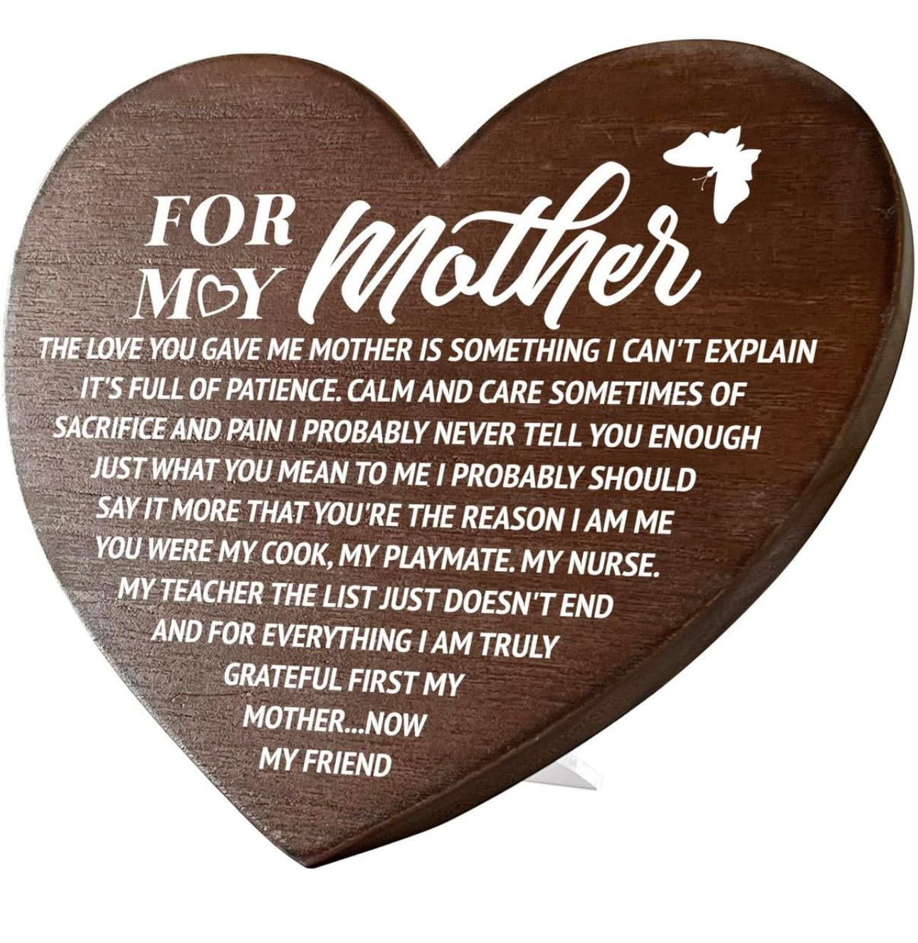 A Mother's Thank You, Wooden Heart Tabletop Decor, Heart Shaped Table Sign, Grateful Gift for Daycare Child Care Provider, Mother's Day Gift for Nanny Baby Sitter, Teacher Appreciation Gifts