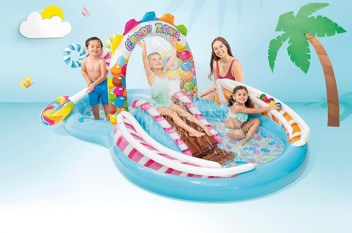 Intex Candy Zone Inflatable Play Center, 116" X 75" X 51", for Ages 2+ , Blue**READ DESCRIPTION