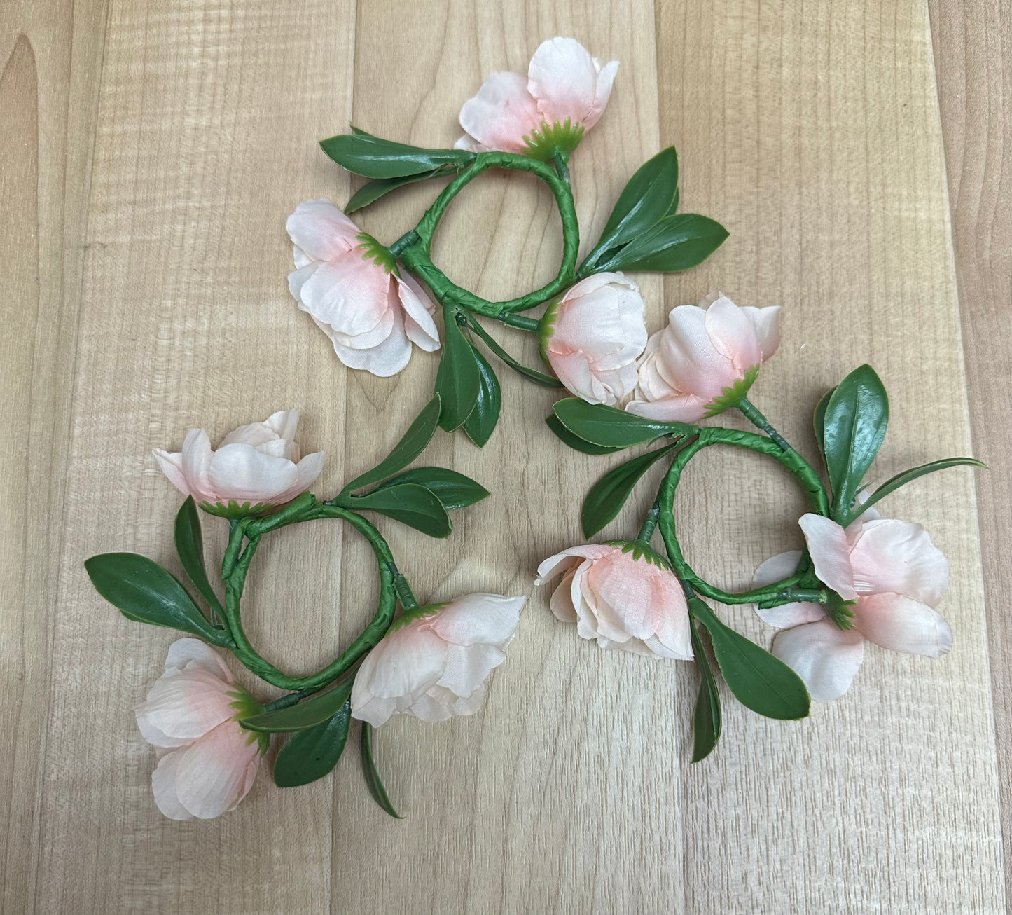 Set of three pink floral mini wreaths