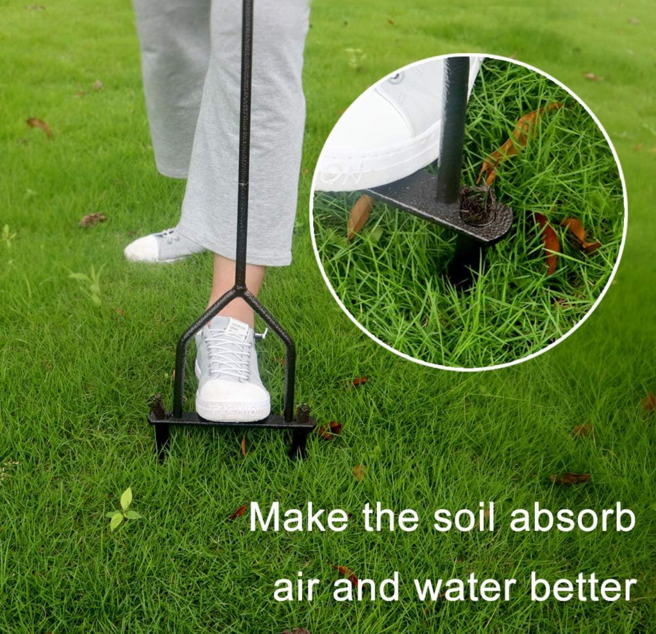 Lawn Core Aerator Manual Grass Garden Tiller Dethatching Tool Core Aeration Tool for Turf Runoff and Soil Compaction Healthier for Yard, Lawn Easy to Use Black and Green