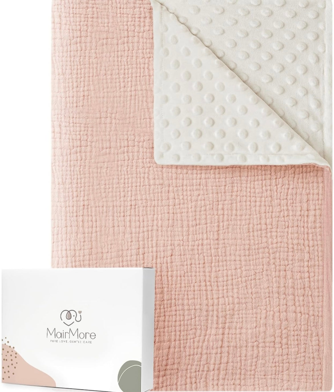 Baby Blanket for Boys and Girls, Muslin Receiving Swaddle Blanket with Dotted Backing for Newborn Infant Toddler, Soft & Breathable- 30"*40" (Pink)