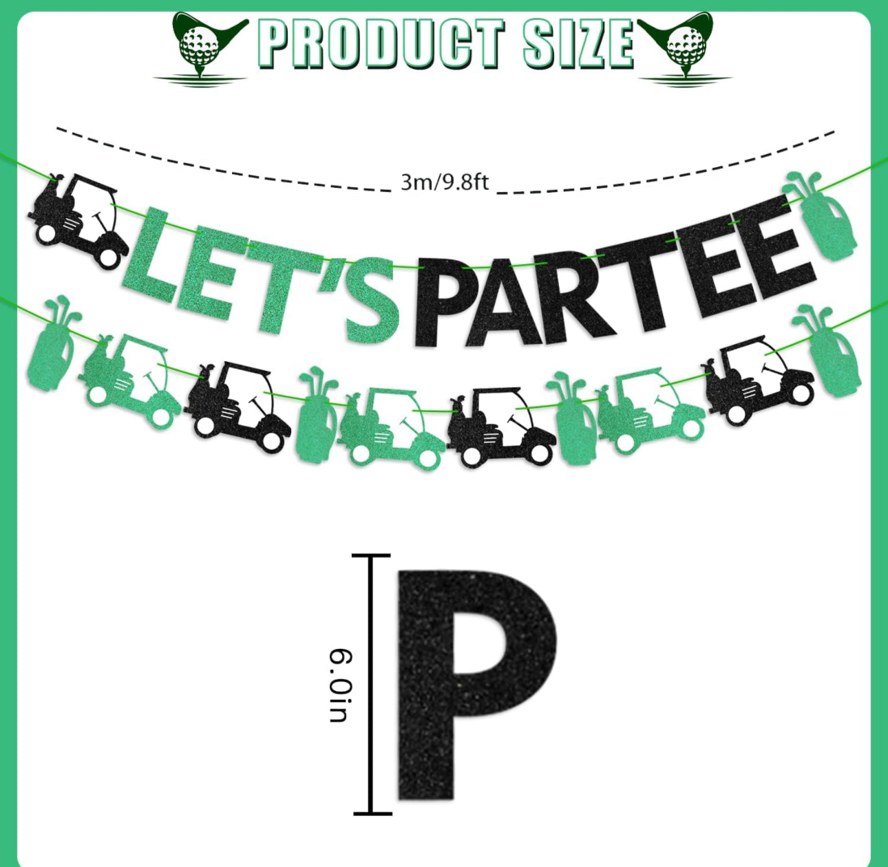 KORHONEN Let's Partee Golf Party Decorations, Golf Birthday Party Decorations Includes Let's Partee Golf Banner and Golf Hanging Swirls