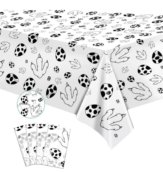 Dinosaur Paw Print Tablecloth Party Decoration, Dino Paw Print Disposable Rectangle Plastic Table Cover 108 x 54inch