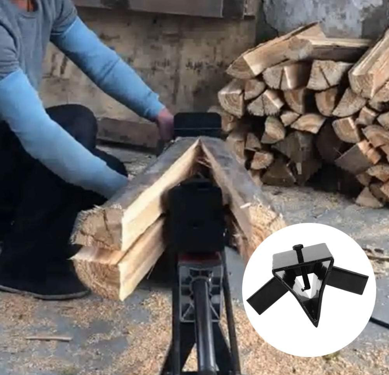 Keenso Log Splitter Wedge, Steel Electric Hydraulic Wood Splitter Cutter Head Woodcutter Head fof Horizontal Wood Splitters