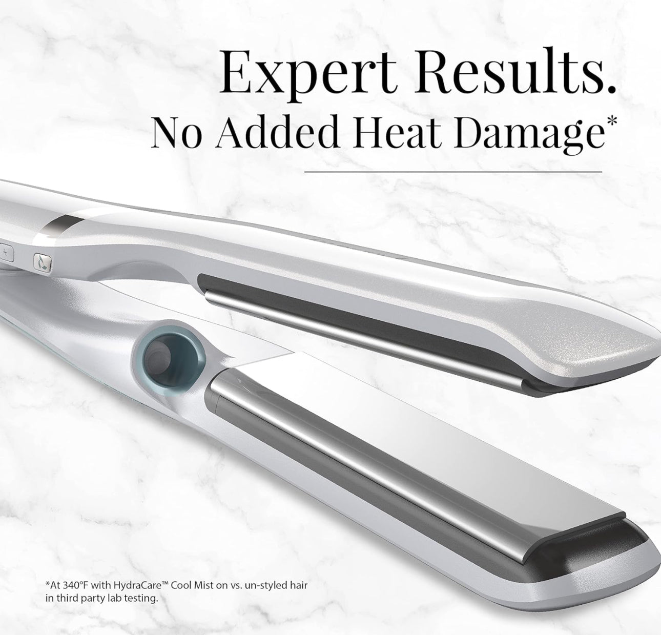 Remington PROLUXE HydraCare 1” Flat Iron / Hair Straightener with 1” Floating Plates, 450°F High Heat, Pearl White/Gray