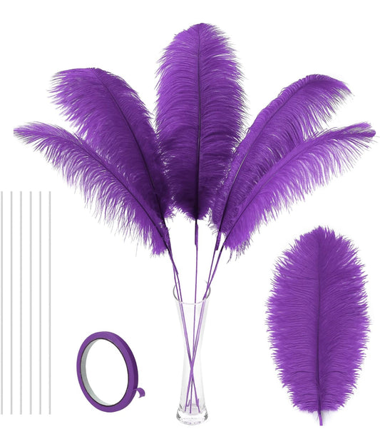 Soarer Purple Big Ostrich Feathers - 10Pcs Making Kit 34inch Extra Large Ostrich Feathers Long for Tall Vase,Floral Arrangement