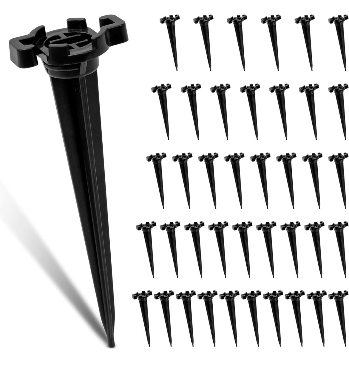 CEWOR 50pcs Christmas Yard Stakes, 4.5 Inch Plastic Light Stakes C7 C9 Light Stake Universal Light Stakes for Outdoor Holiday Lights Use on Garden Lawn Patio Path Walkway（Black）