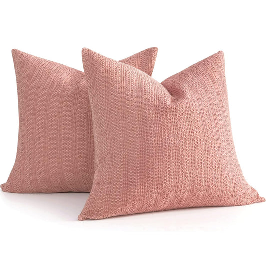 COCOPLOCEUS 24x24 Pillow Covers Set of 2 Euro Sham Pillow Covers Cotton Euro Pillow Shams, Boho Throw Pillow Covers Large Decorative Square Pillowcase for Couch Bed, Coral Pink