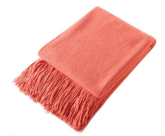 Homiest Decorative Knitted Throw Blanket with Fringe Soft & Cozy Tassel Blanket for Couch Sofa Bed (Orange,50x60)