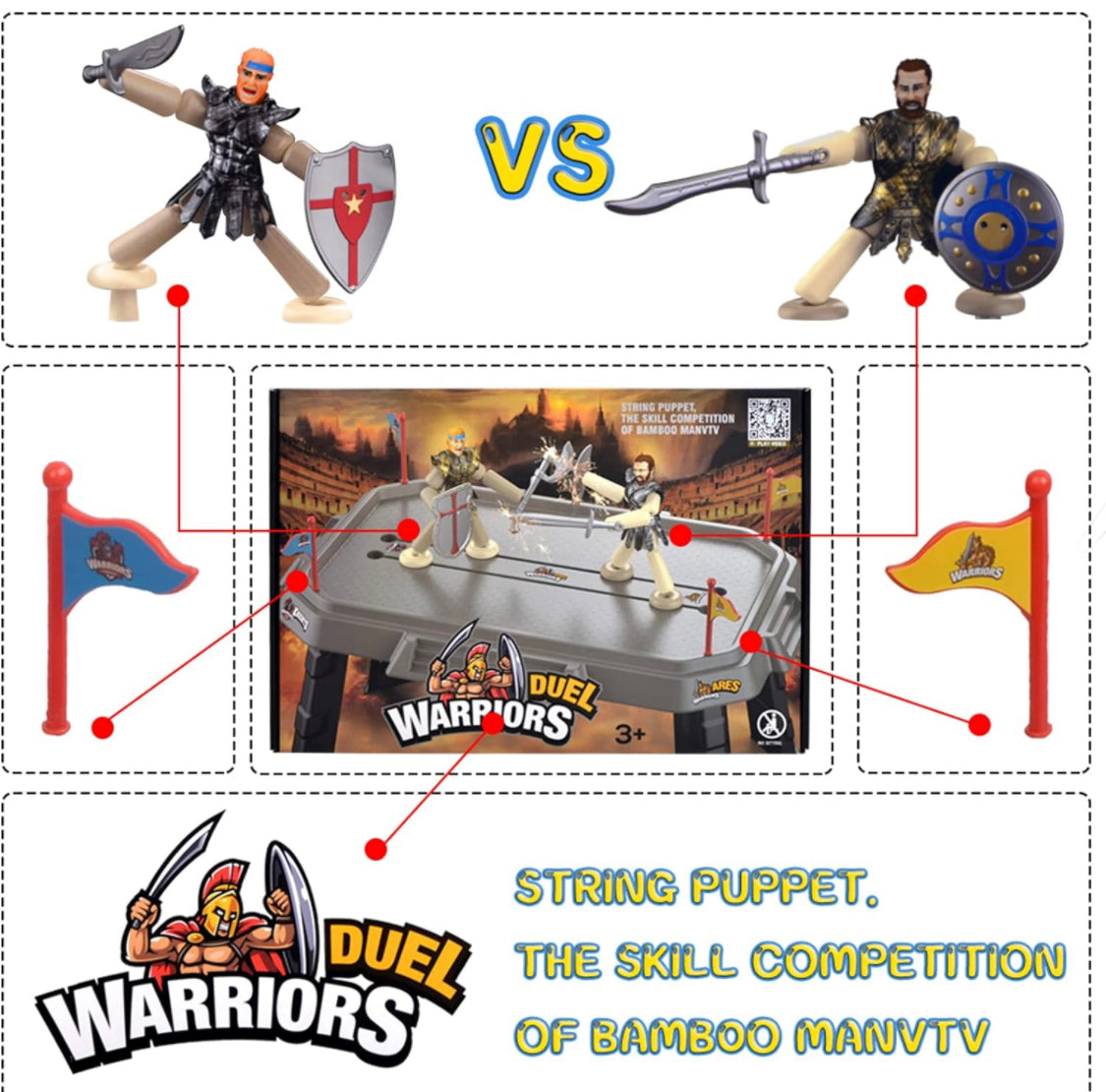 Ultimate Arcade Warriors Ultimate Battle Arena Action Figure,Dual Warrior Cold Weapons Duel Interactive Game